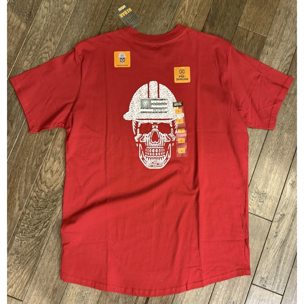 Ariat‎ Men's Short Sleeve T-Shirt RebarSkull Size Large New with Tags Red